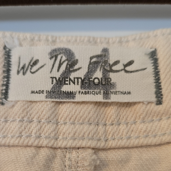 Free People Osaka Tie Dye Barrel Jeans We The Free Button Ivory & Tan. Size 24 - Picture 7 of 16